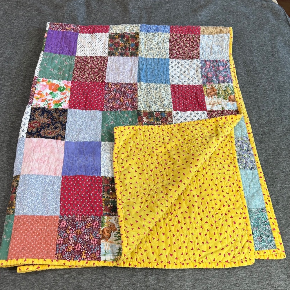 Handmade Patchwork Quilt 2006 Quilts of Valor Multi-Color Floral Wildlife 64x49